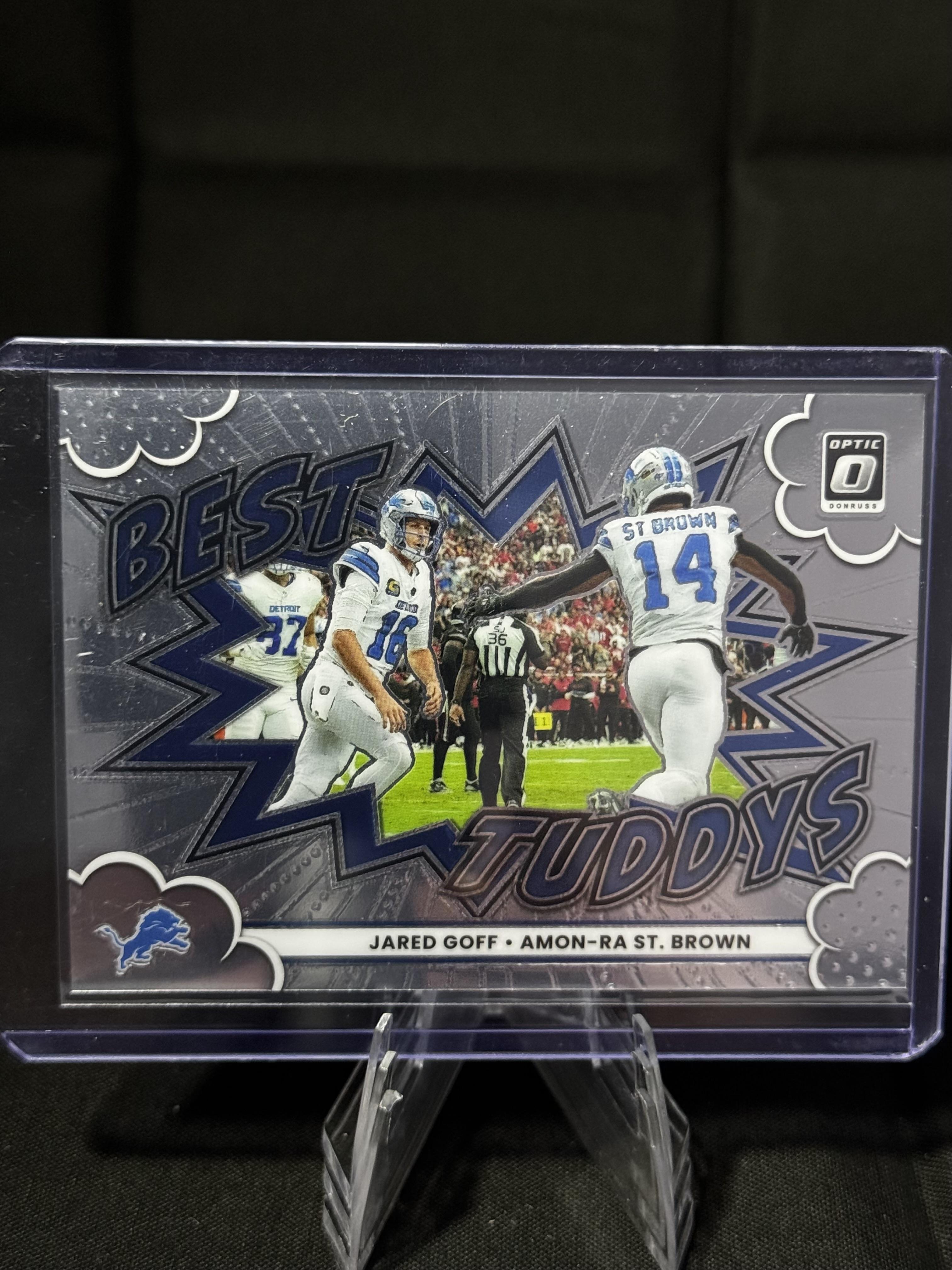 2025 Donruss Optic #9 Jared Goff/Amon-Ra St. Brown Best Tuddys