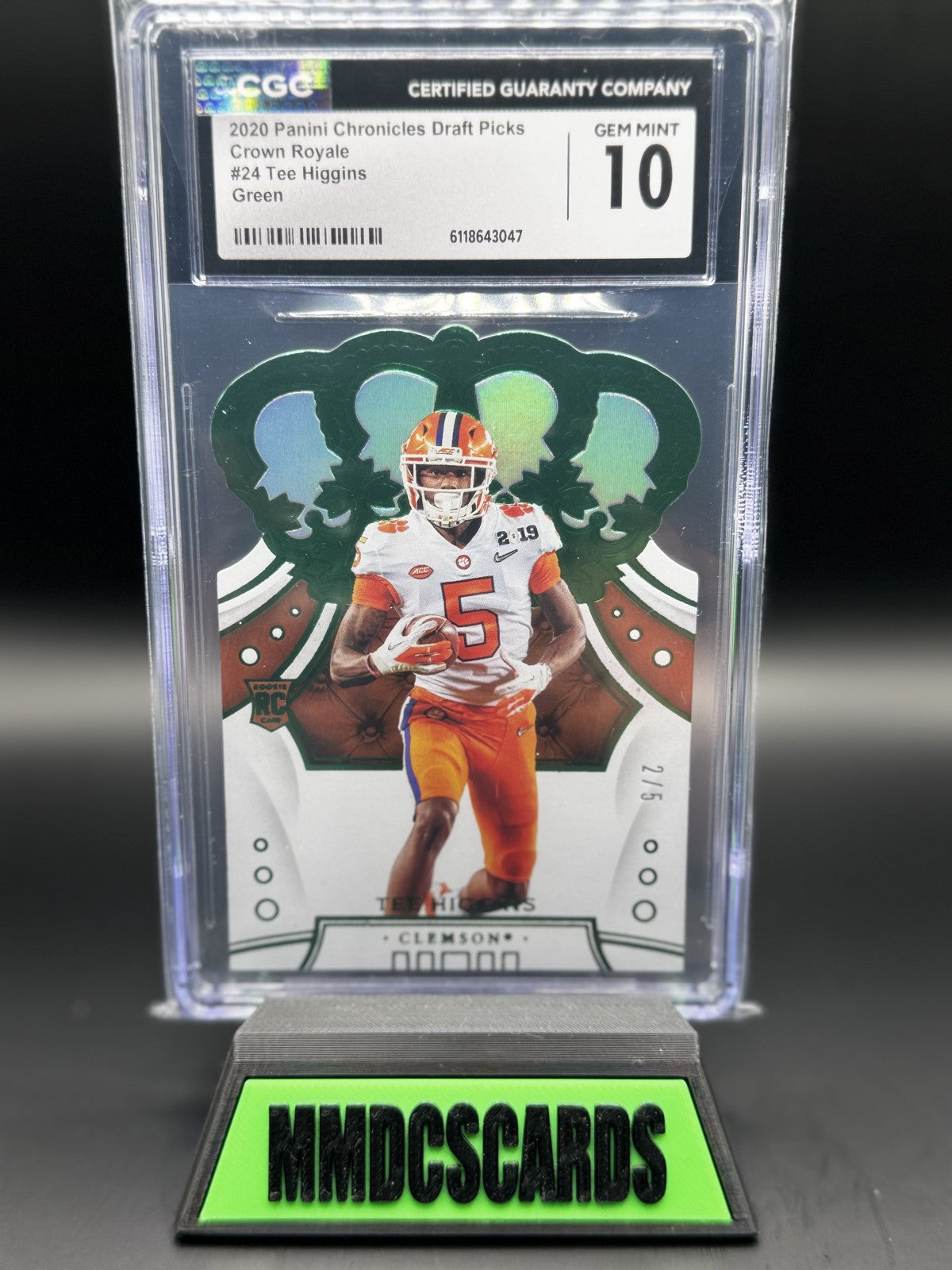 2020 Panini Chronicles Draft Picks Crown Royale#24 Tee Higgins Green 2/5